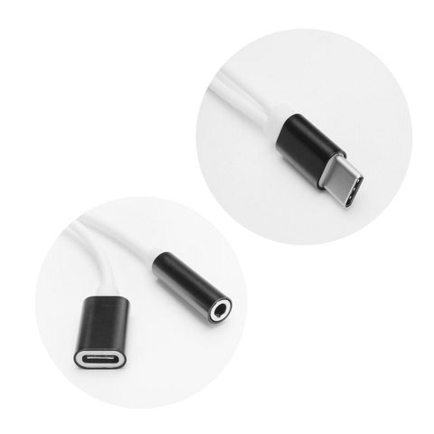 Adaptér / redukcia HF / audio + USB nabíjanie - C čierna