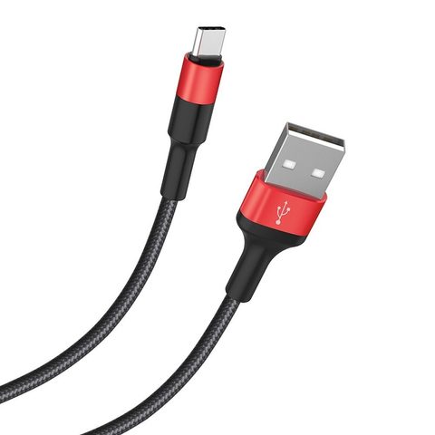 Kabel USB / USB-C 1m černo-červený - HOCO