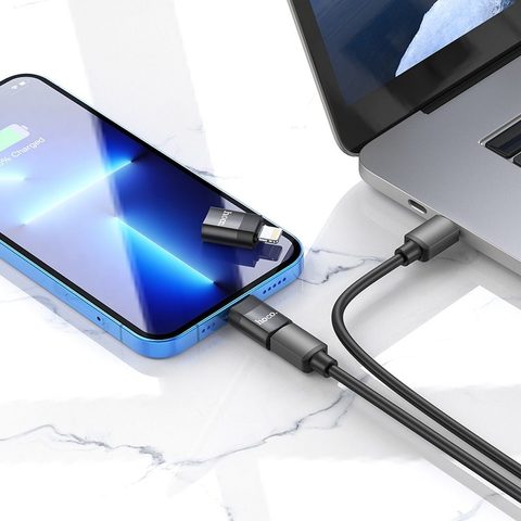 Adaptér / redukce USB-C, Lightning 8-pin , černá  - HOCO