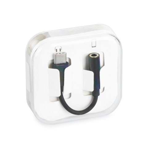 Adaptér / redukcia USB-C na 3,5 mm jack (audio) čierny - BOX