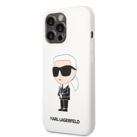 Obal / kryt na Apple iPhone 13 Pro biele - Karl Lagerfeld Liquid Silicone Ikonik NFT