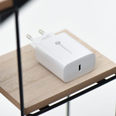 Töltő adapter 3A 25W USB Type C fehér - Forcell QC 4.0