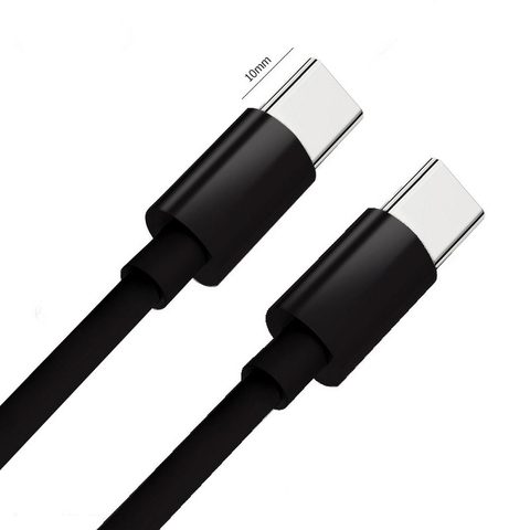 Dátový kábel USB-C / USB-C 3A PD60W 1m čierny - predĺžený 8mm konektor