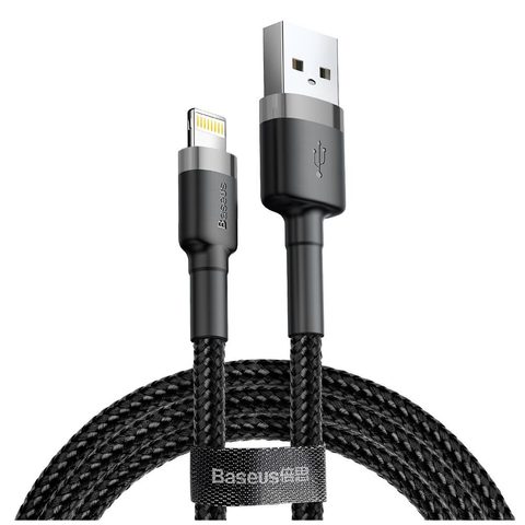 USB/Lightning QC3.0 1.5A 2M fekete nejlon kábel - BASEUS Cafule