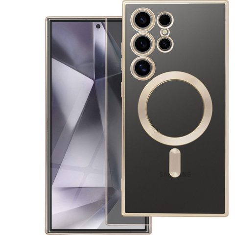 Obal / kryt na Samsung Galaxy S24 Ultra transparetný / zlatý - Electro Mag