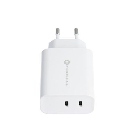 Cestovní nabíječka 2x USB-C 3A 35W PD a Quick Charge 4.0 bílá - Forcell