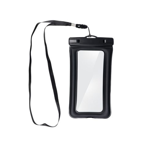 Voděodolná taška na mobilní telefon s plastovým zavíráním - černý