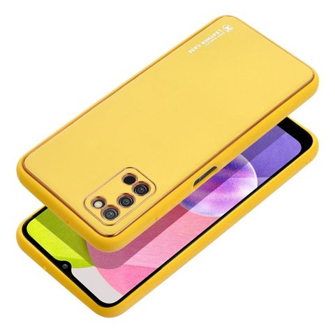 Obal / kryt na Samsung Galaxy A03S žlutý - Forcell LEATHER