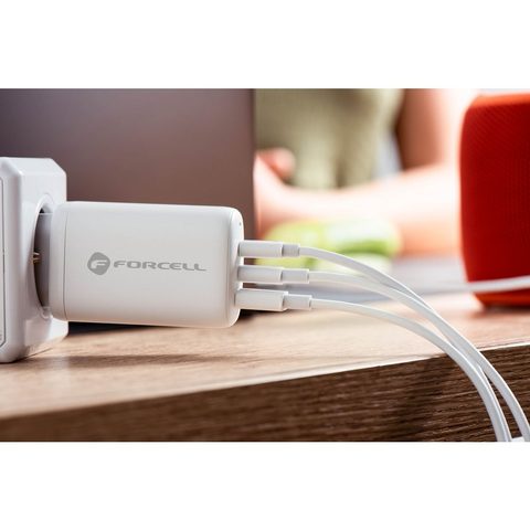 Sieťová nabíjačka GaN 65W 2x USB typu C a 1x USB A - 3A PD/QC - Forcell