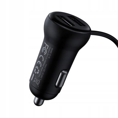 Transmiter FM Bluetooth nabíječka 2x USB-A černý - Baseus