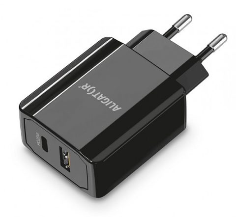 Aligator POWER DELIVERY 20W, USB + USB-C, čierna