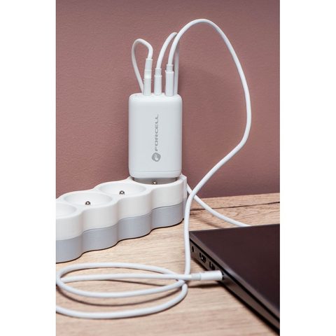 Sieťová nabíjačka GaN 65W 2x USB typu C a 1x USB A - 3A PD/QC - Forcell