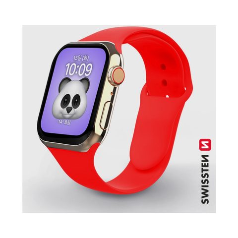Řemínek pro Apple Watch silikonový 42 - 44 mm červený - SWISSTEN