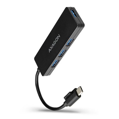 Redukce/ rozbočovač AXAGON HUE-G1C, 4x USB 3.2 Gen 1 SLIM hub, kabel Type-C 14cm napevno