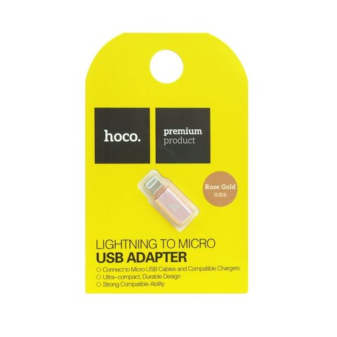 Micro USB Lightning adapter / reduktor rózsaszín - HOCO