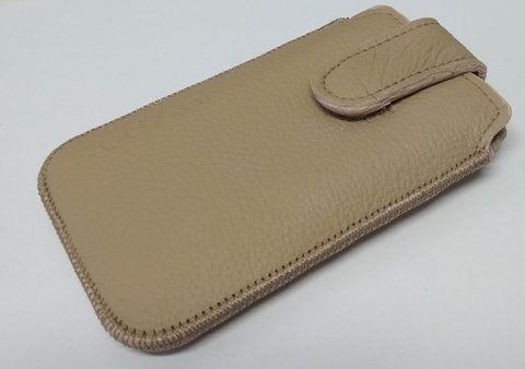Puzdro / obal pre Samsung Galaxy Trend (S7560) béžové - zaťahovacie kožené