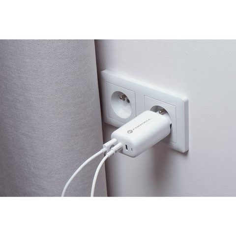 Síťová nabíječka GaN 65W 2x USB typ C i 1x USB A - 3A PD/QC - Forcell