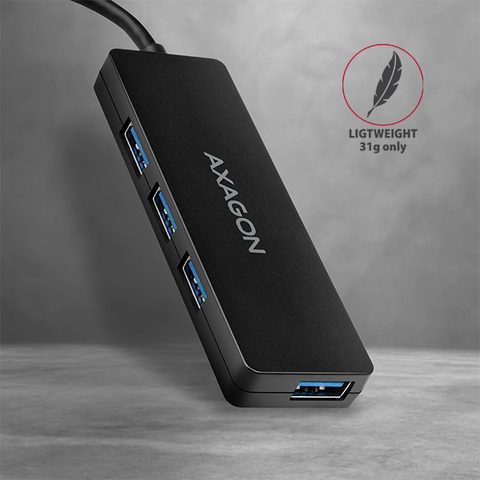 Redukcia/hub AXAGON HUE-G1C, 4x USB 3.2 Gen 1 SLIM hub, kábel Type-C 14 cm pevný