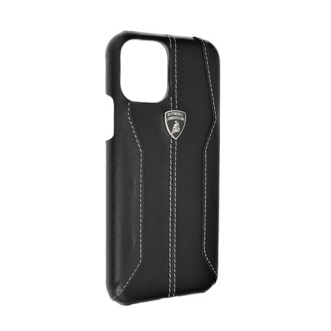 Obal / kryt na Apple iPhone XS Max čierny -Originálne kožené zadné puzdro Lamborghini Huracan