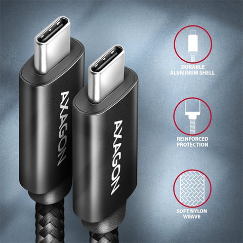 AXAGON BUCM432-CM10AB NewGEN+ <->USB-C-USB-C</-> kábel <->, 1m, USB4 Gen 3×2, PD 100W 5A, 8K HD, ALU, fonva</->
