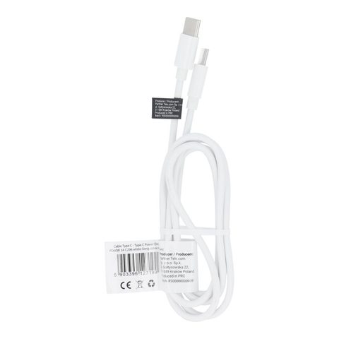 Adatkábel USB-C / USB-C 3A PD60W 1m fehér