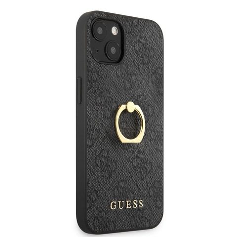 Obal / kryt na Apple iPhone 13 Mini černé s prstýnkem - Guess