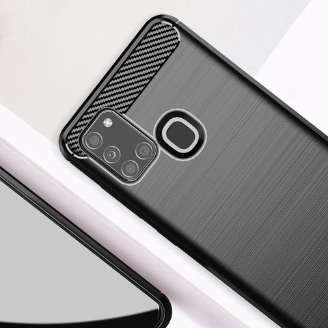 Obal / kryt pre Samsung Galaxy A21s čierny - Forcell Carbon