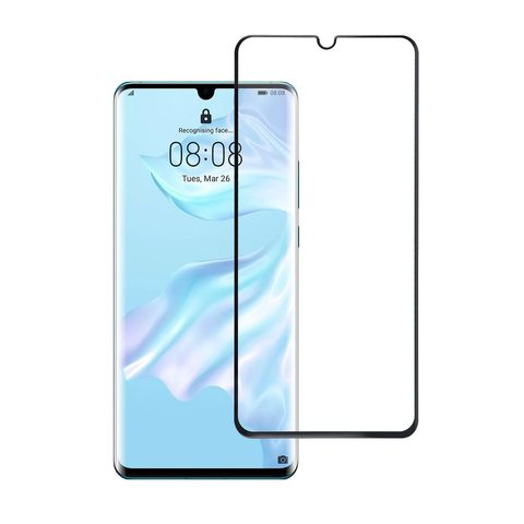 Edzett / védőüveg Huawei P30 Pro (teljes ragasztás / kis méret) - fekete 5D Blue Star