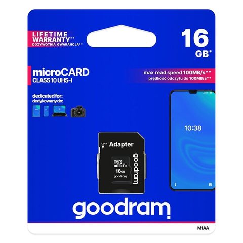 Pamäťová karta GOODRAM microSD 16 GB s adaptérom