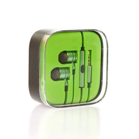 Slúchadlá stereo s konektorom pre mikrofón 3,5 mm kovovo zelené (BOX)