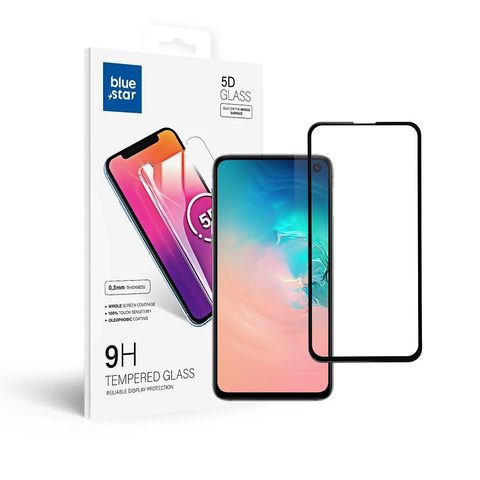 Edzett / védőüveg Samsung Galaxy S10e Full Face (teljes ragasztás / kis méret) - fekete 5D Blue Star