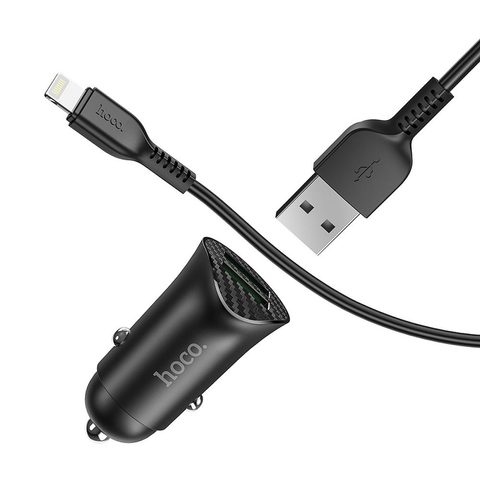 Nabíjačka do auta 2 x USB QC3.0 18W + kábel pre Iphone Lightning 8pin Farsighted Z39 čierna - HOCO