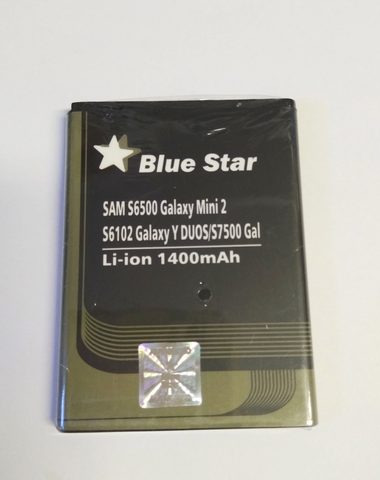 Akkumulátor Samsung Galaxy Mini 2 (S6500)/ Galaxy Young (S6310)/ Galaxy Ace Plus (S7500) (csere a következőre: EB464358VU) 1400 mAh Li-Ion kék stílusú prémium akkumulátor