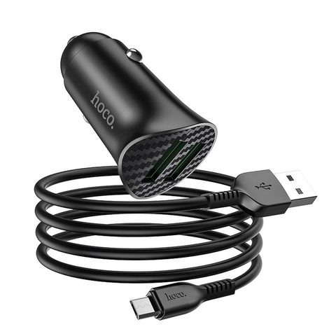 Autótöltő 18W 2xUSB / micro USB kábellel Z39 fekete - HOCO