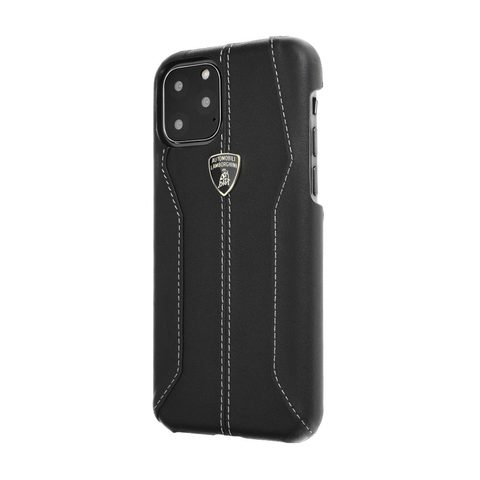 Obal / kryt na Apple iPhone XS Max černý -Original Leather Back Case Lamborghini Huracan