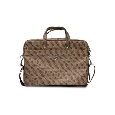 Taška na MacBook 15/16" Guess 4G PU Triangle Logo Computer Bag - hnědá