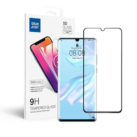 Tvrdené / ochranné sklo Huawei P30 Pro (plné lepidlo/malá veľkosť) - čierne 5D Blue Star