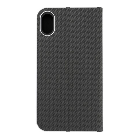 Puzdro / obal pre Apple iPhone XR (6,1") čierne - kniha LUNA CARBON