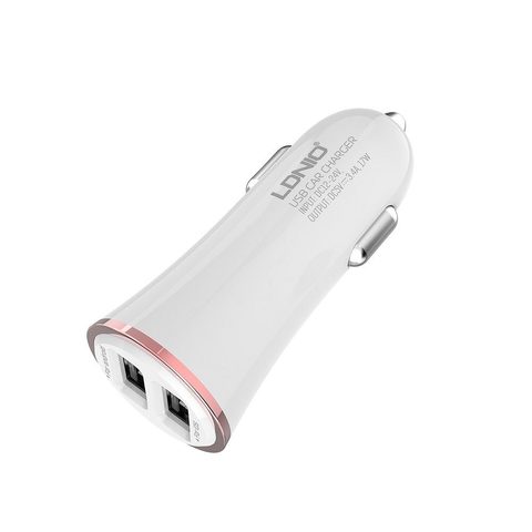 Autótöltő 2xUSB port 3.4A + Lightning (iPhone) kábel - LDNIO DL-C28