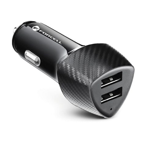 Autonabíječka  2xUSB 17W černá (Celkem 17W) - FORCELL CARBON