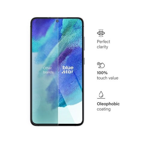Tvrdené / ochranné sklo Samsung Galaxy S21 FE čierne - Blue Star 9H plné lepidlo (plné lepidlo/malá veľkosť) Tvrdené sklo