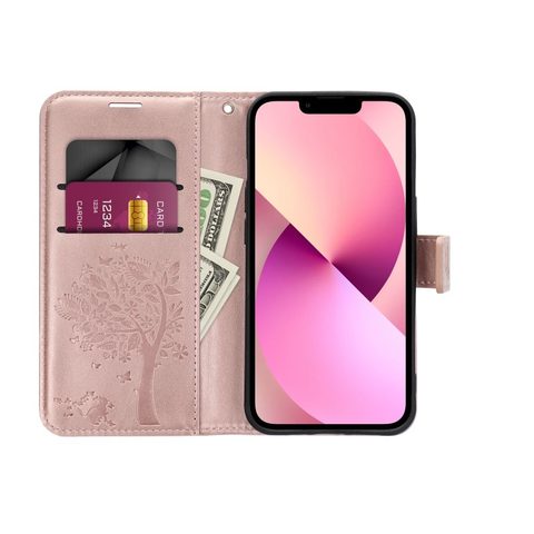 Puzdro / obal pre Apple iPhone 13 Pro old pink tree - kniha Forcell MEZZO