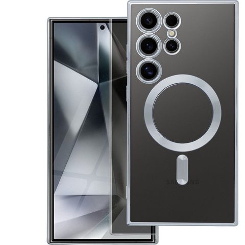 Obal / kryt na Samsung Galaxy S24 Ultra transparentný / strieborný - Electro Mag