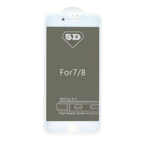 Tvrzené / ochranné sklo Apple iPhone 7 / 8 bílé - MG 5D plné lepení