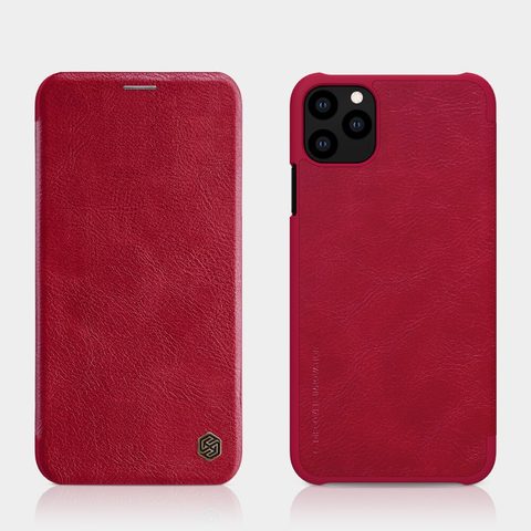 Pouzdro / obal na Apple iPhone 11 Pro Max červené - knížkové Nillkin Qin Case