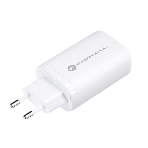 Síťová nabíječka GaN 65W 2x USB typ C i 1x USB A - 3A PD/QC - Forcell