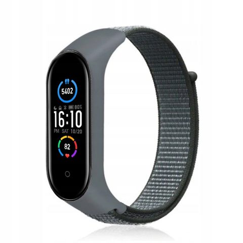 Nylonový řemínek Strap pro Xiaomi Mi Band 5 / 6 / 7 šedý - Strap nylon