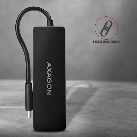 Csökkentő/hub AXAGON HUE-G1C, 4x USB 3.2 Gen 1 SLIM hub, 14cm Type-C kábel