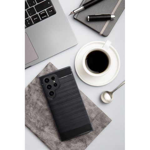 Fedél / borító Samsung Galaxy A12 fekete - Carbon Case