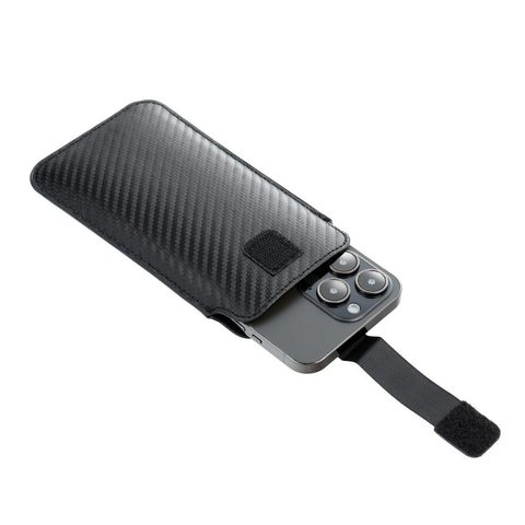 Puzdro / obal pre Samsung Galaxy A41 / S20 / A6 2018 / A20e HUAWEI P20 / Y5 2019 - zaťahovacie puzdro Forcell POCKET Carbon